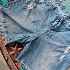 Distressed Denim Shorts
